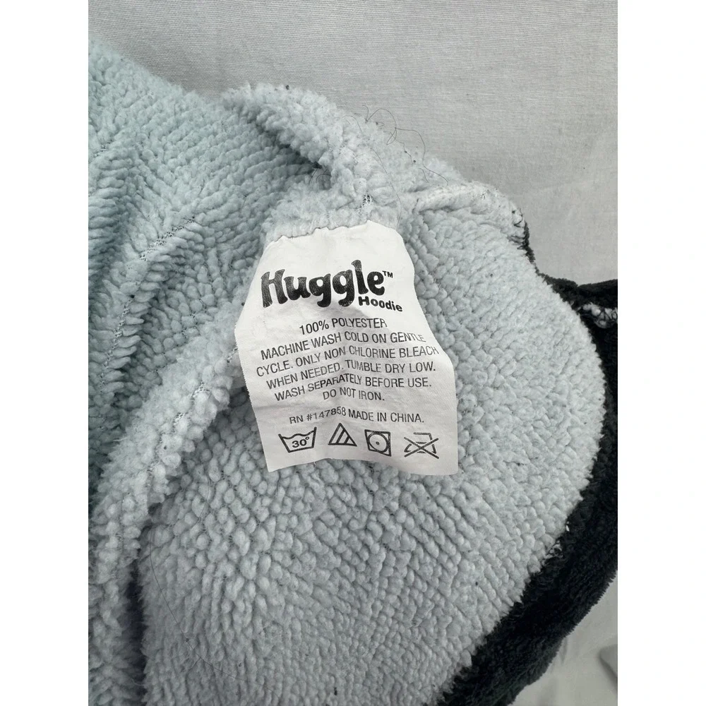 Huggle Hoodie Oversized Wearable Blanket Charcoal Gray Plush Fleece Reversible